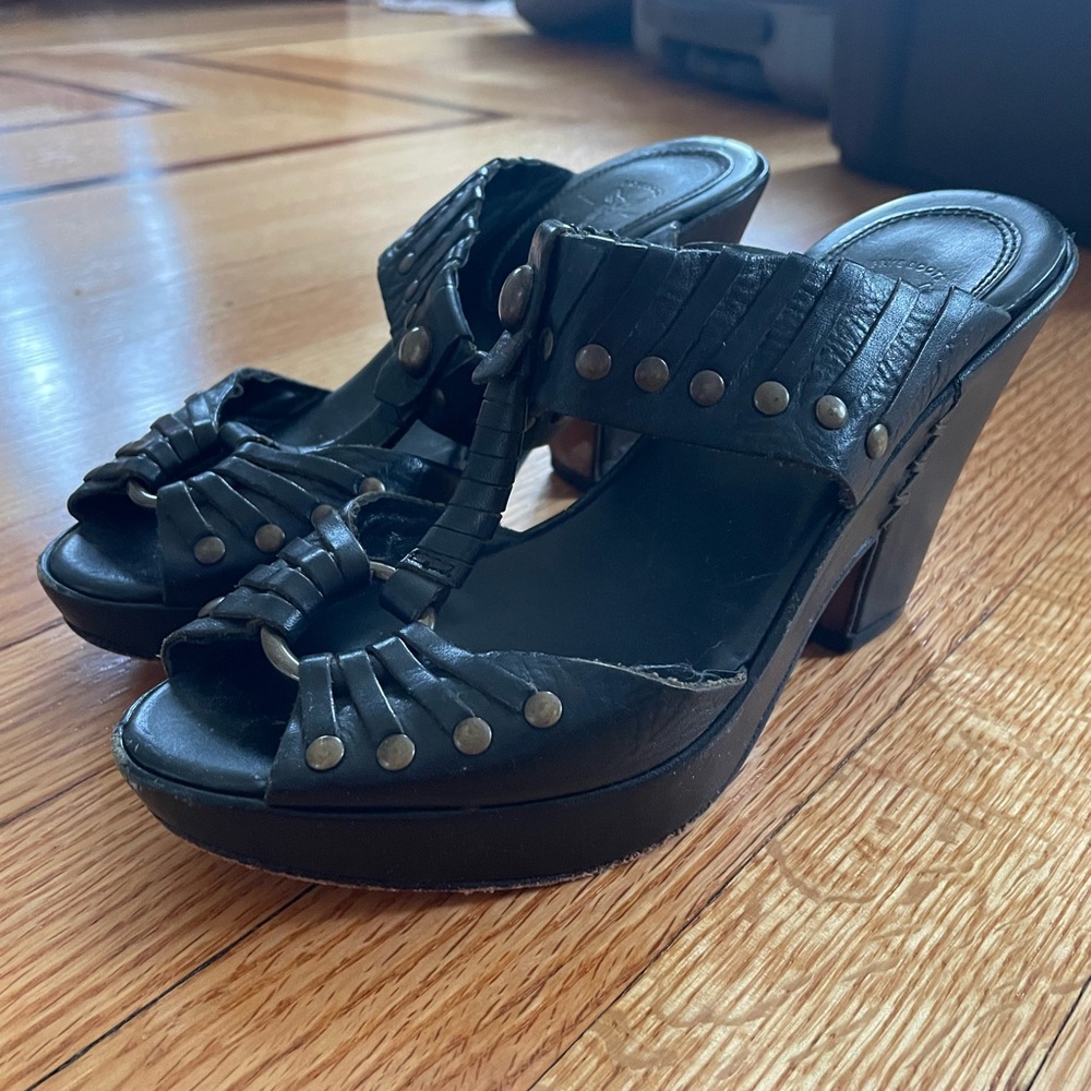Vintage Frye Leather Wooden Block Heels